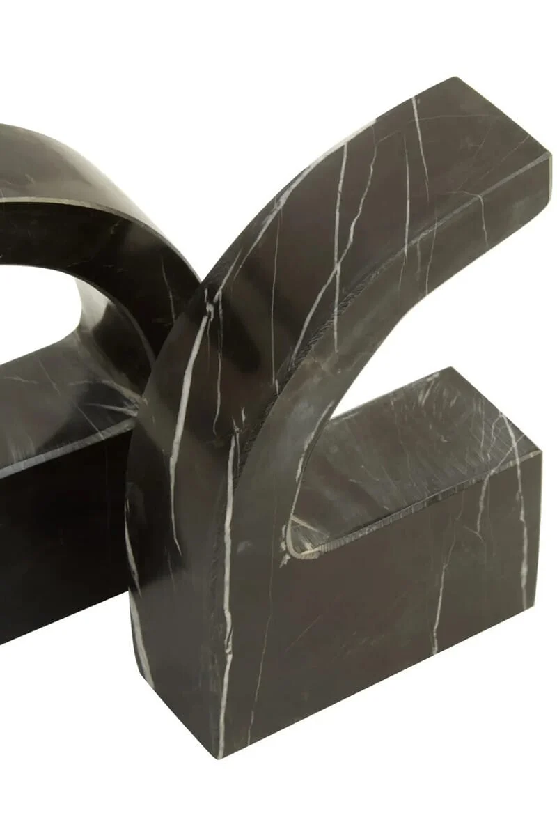 Zoro Black and White Marble Set of Two Comma Bookends