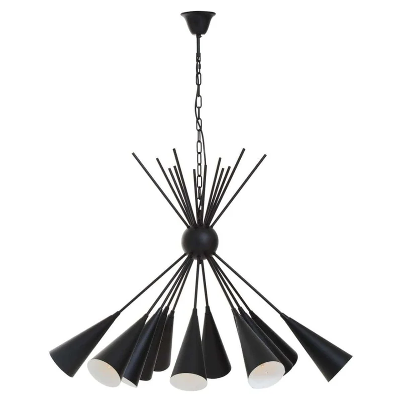 Yara Matt Black 12 Bulb Statement Pendant Light