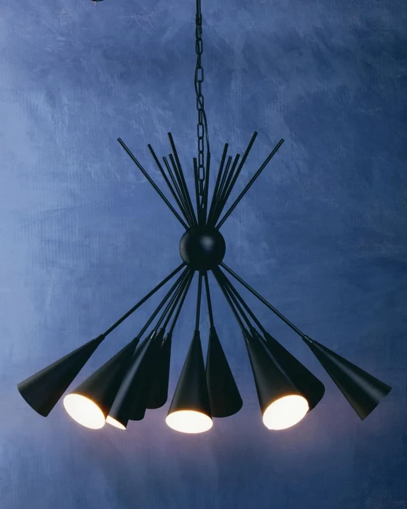 Yara Matt Black 12 Bulb Statement Pendant Light