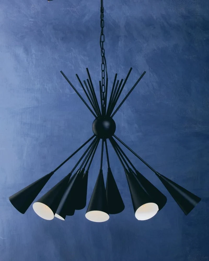 Yara Matt Black 12 Bulb Statement Pendant Light