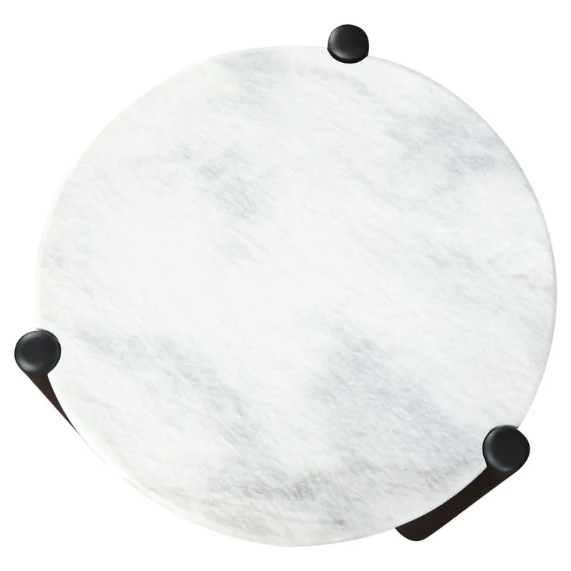 Wilbur White Marble Top and Black Finish Mango Wood Side Table