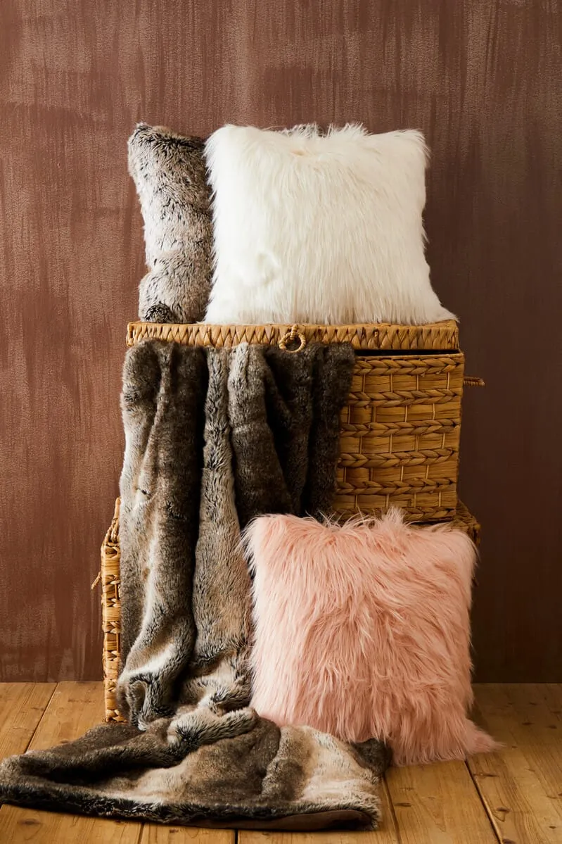 Bosie Lamina Mocha Ombre Square Fur Cushion