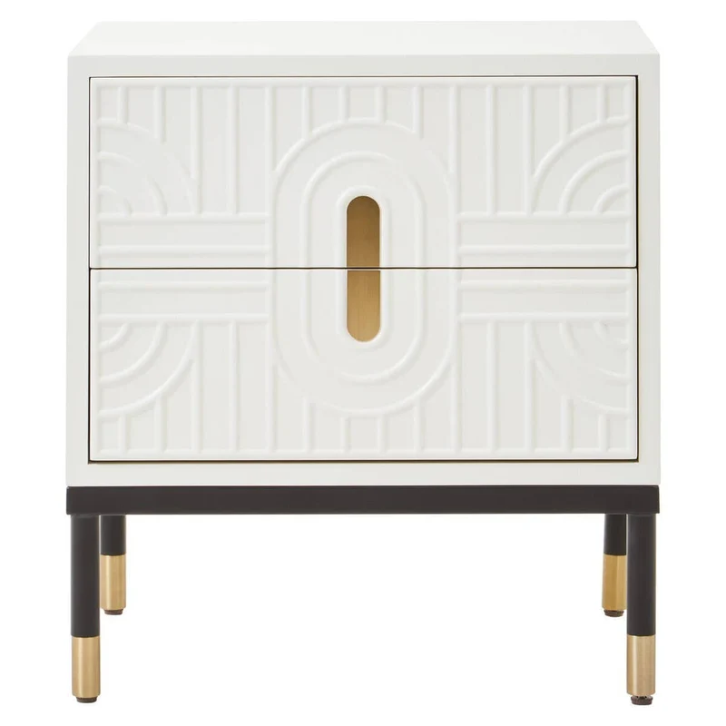 Danta Off White 2 Drawer Side Table