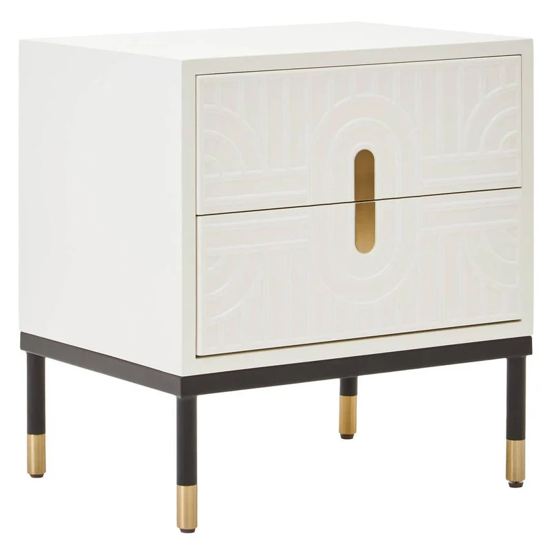 Danta Off White 2 Drawer Side Table