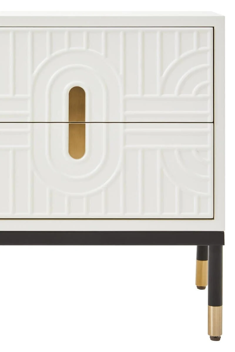 Danta Off White 2 Drawer Side Table