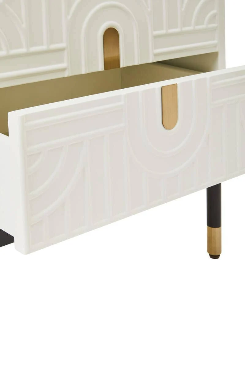 Danta Off White 2 Drawer Side Table