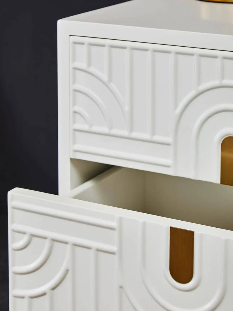 Danta Off White 2 Drawer Side Table