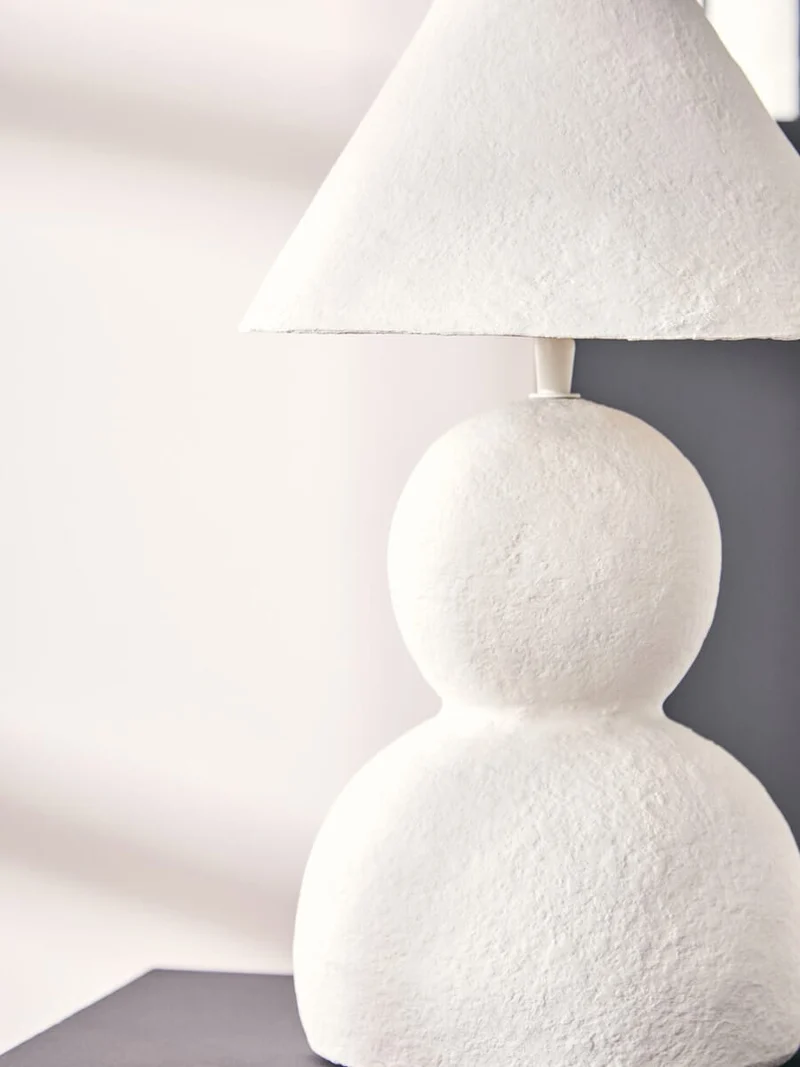 Carta White Papier Mache Table Lamp