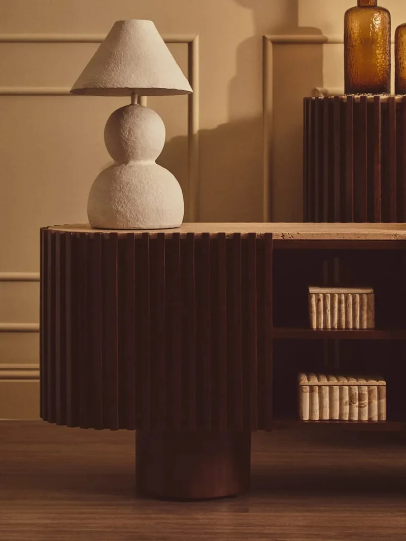 Carta White Papier Mache Table Lamp