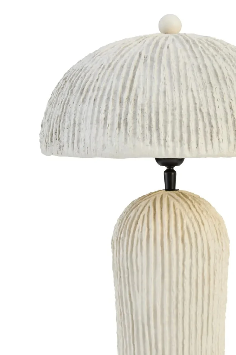 Carta Oatmeal Etched Linear Design Papier Mache Domed Table Lamp