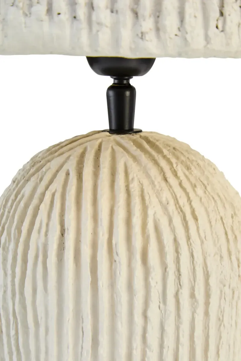 Carta Oatmeal Etched Linear Design Papier Mache Domed Table Lamp