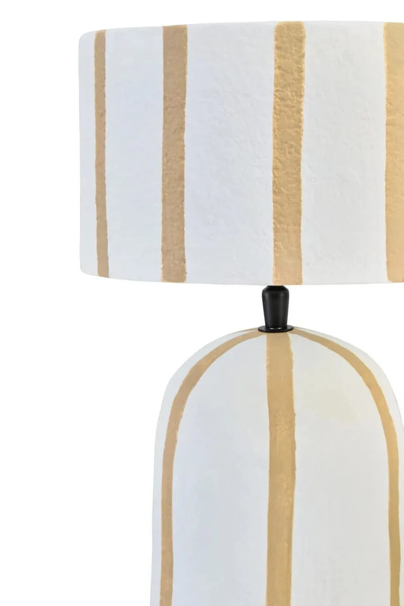 Carta Brown and White Stripe Papier Mache Table Lamp