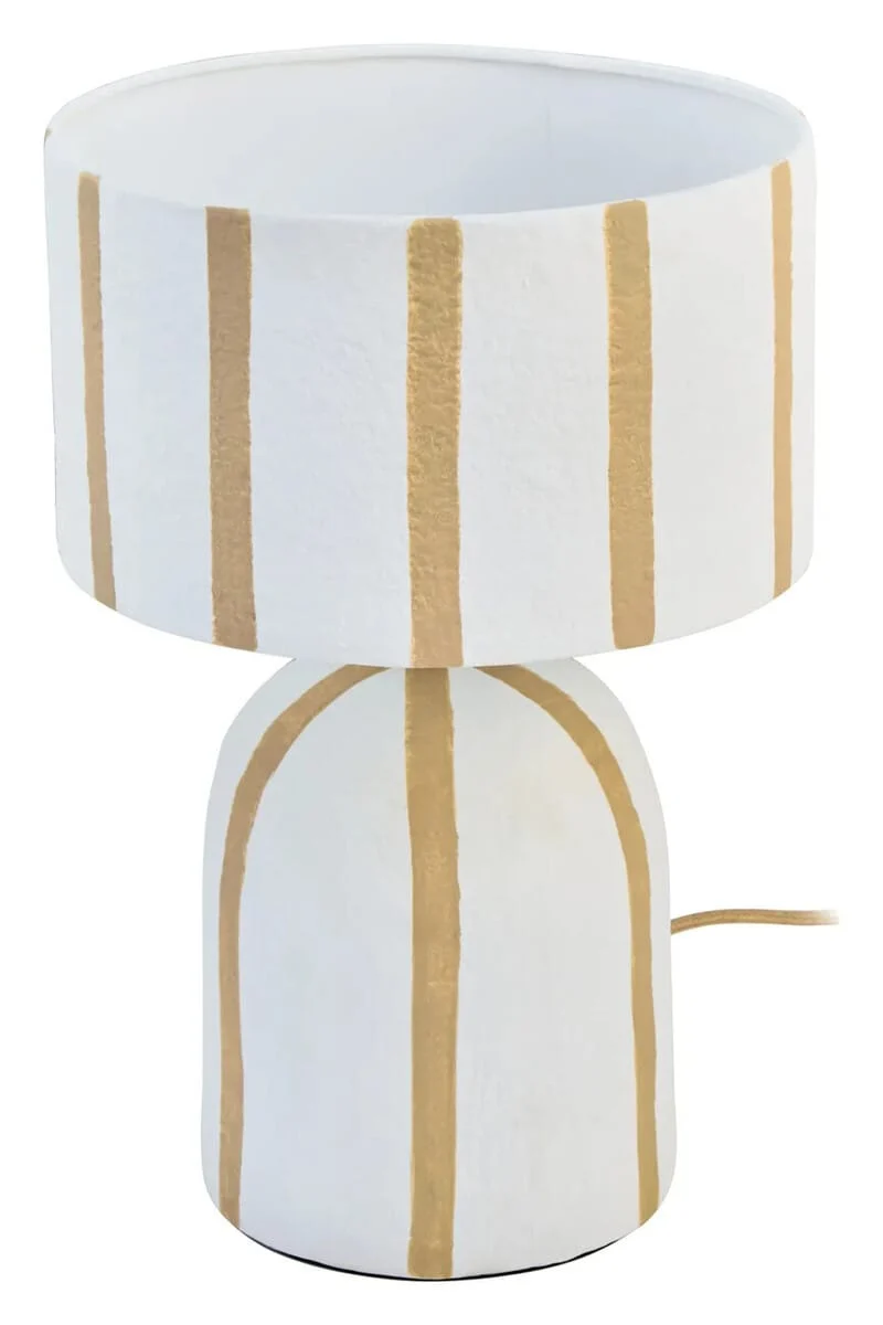 Carta Brown and White Stripe Papier Mache Table Lamp