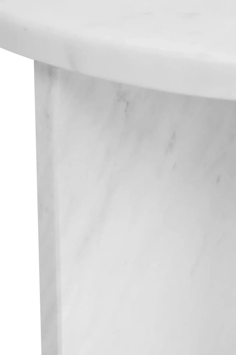Savio Round White Marble Side Table