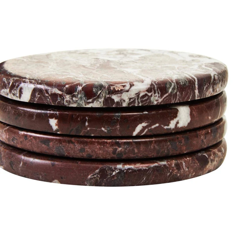 Salmo Set of Four Red Marble Coasters
