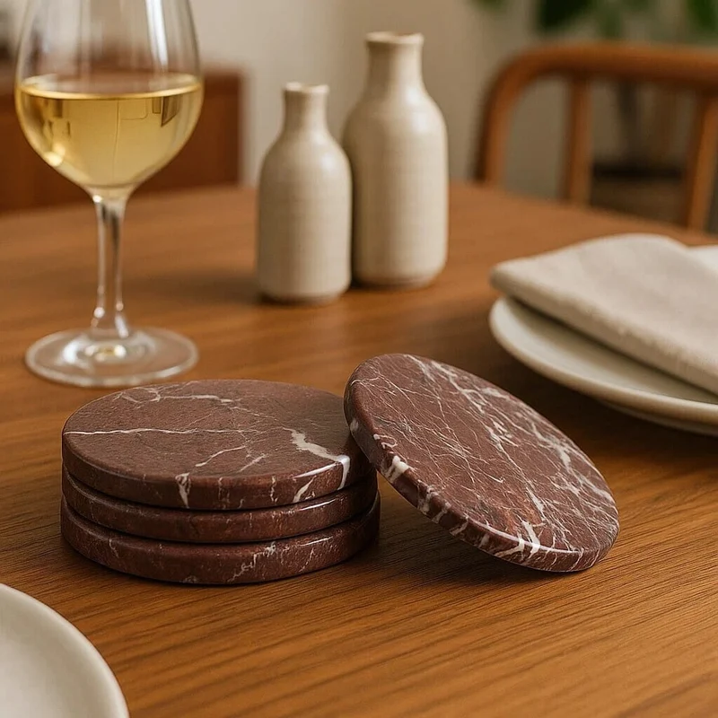 Salmo Set of Four Red Marble Coasters