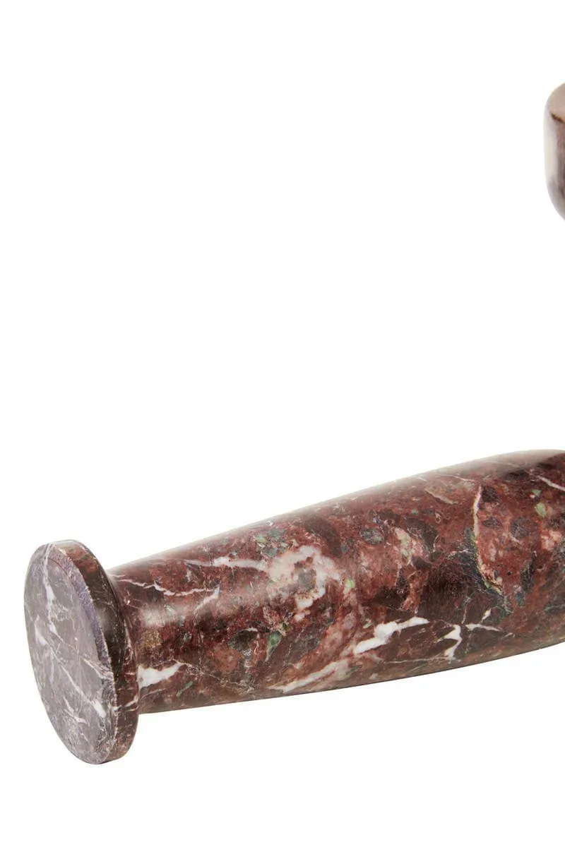 Salmo Red and White Marble Mortar and Pestle