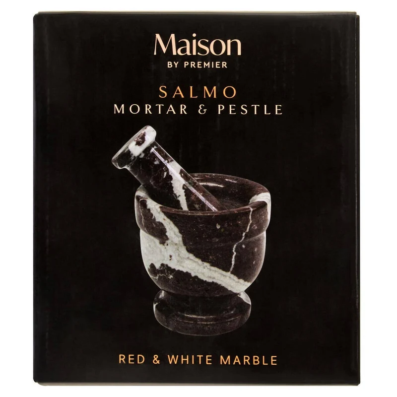 Salmo Red and White Marble Mortar and Pestle