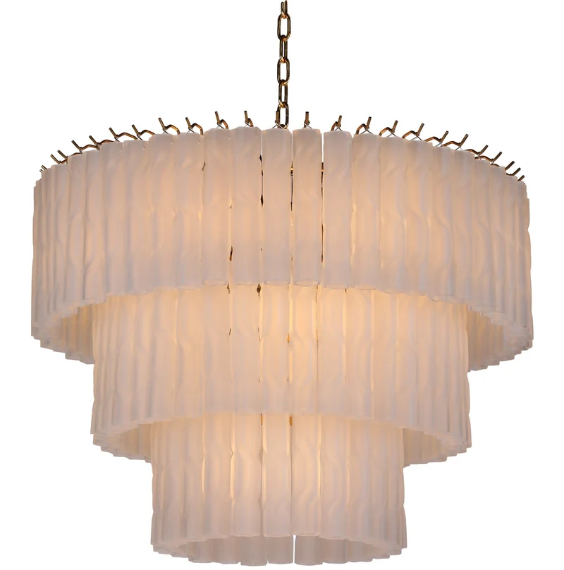 Twisted Frost Glass Chandelier - Large