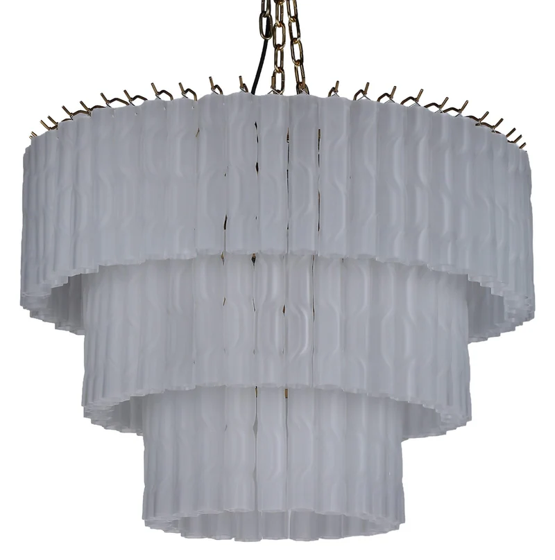 Twisted Frost Glass Chandelier - Large