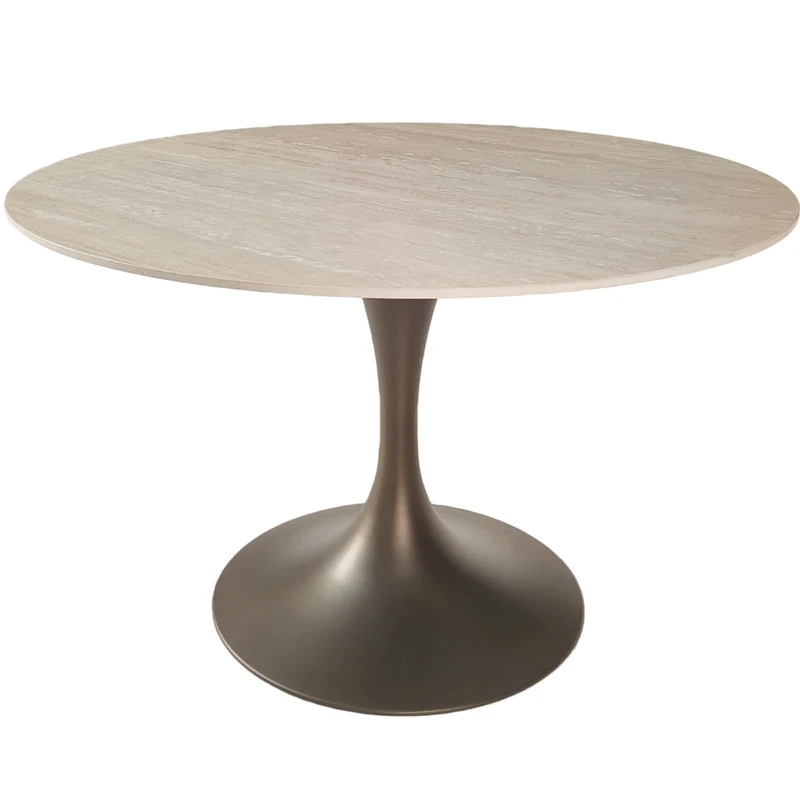 Sutton Round Dining Table in Travertine Ceramic - 120cm