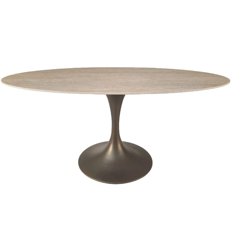 Sutton Oval Dining Table in Travertine Ceramic - 180cm