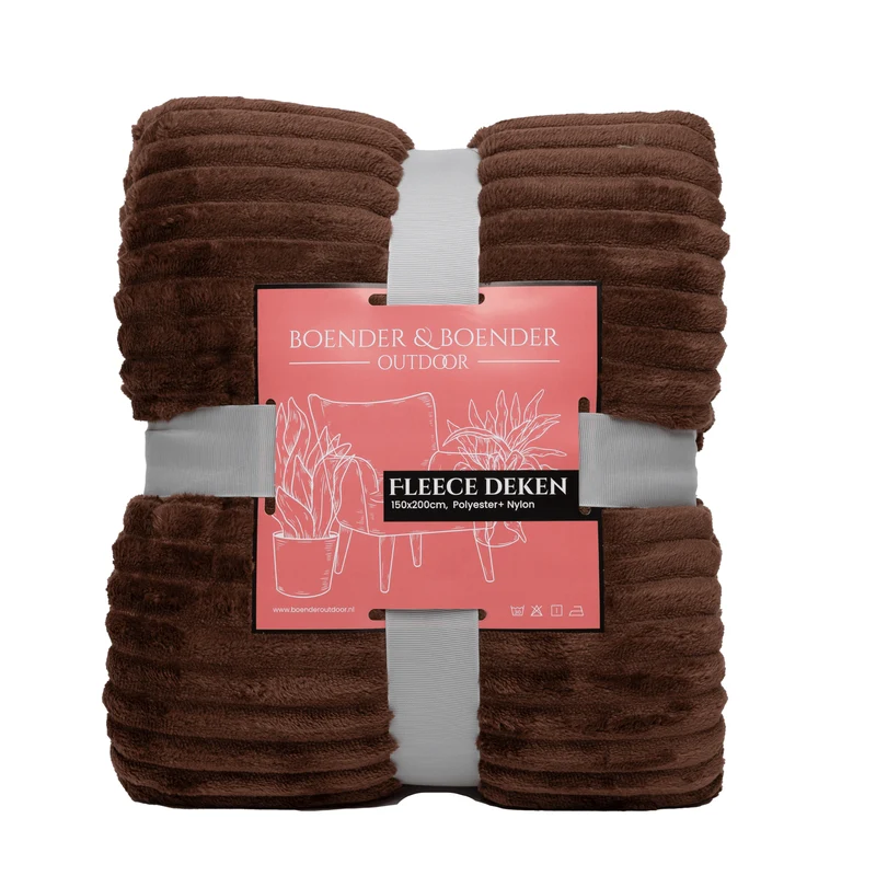 Boender Outdoor Fleece deken – fleece plaid – Kastanjebruin - 150x200cm
