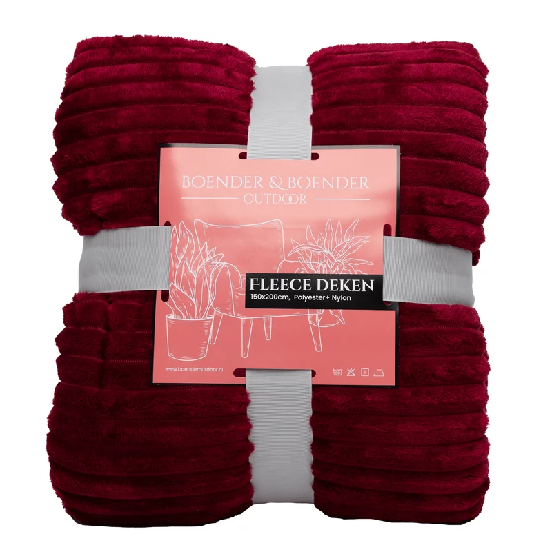 Boender Outdoor Fleece deken - fleece plaid - Bordeaux rood - 150x200cm