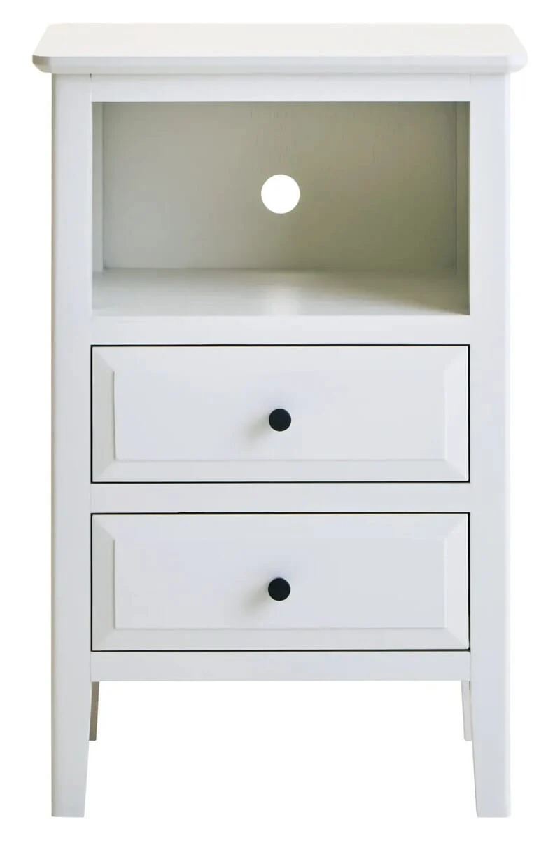 Heritage Two Drawer White Finish Wooden Side Table