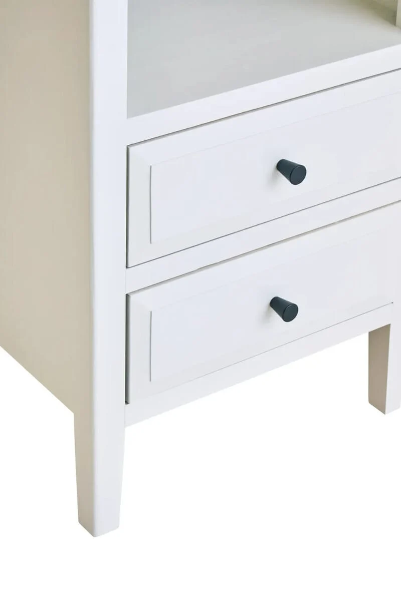 Heritage Two Drawer White Finish Wooden Side Table
