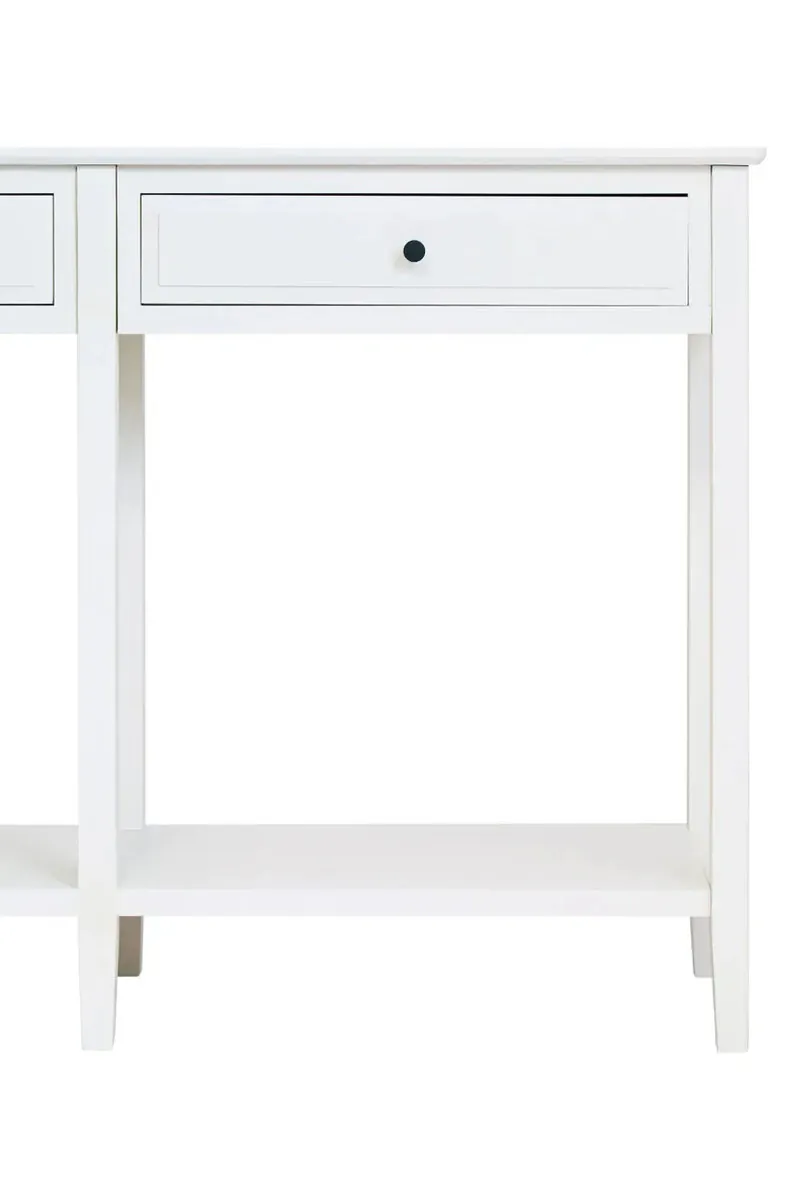 Heritage Two Drawer White Wooden Console Table