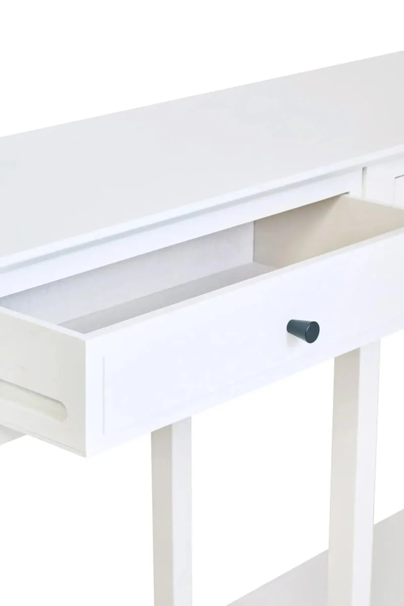 Heritage Two Drawer White Wooden Console Table