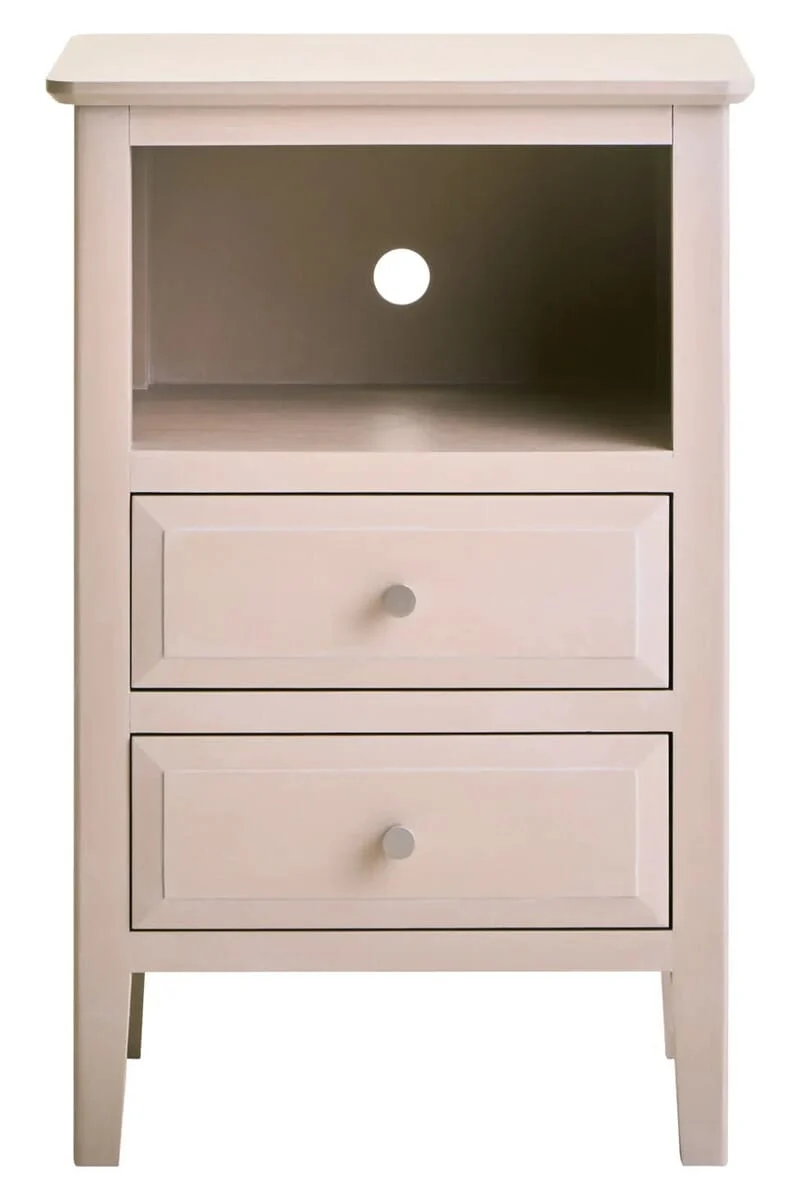 Heritage Two Drawer Taupe Wooden Side Table