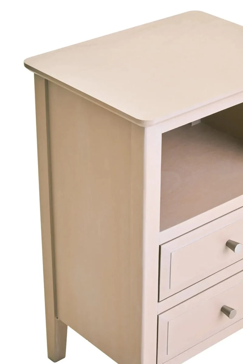 Heritage Two Drawer Taupe Wooden Side Table