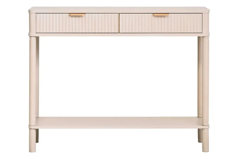 Heritage Two Drawer Reed Detail Taupe Wooden Console Table