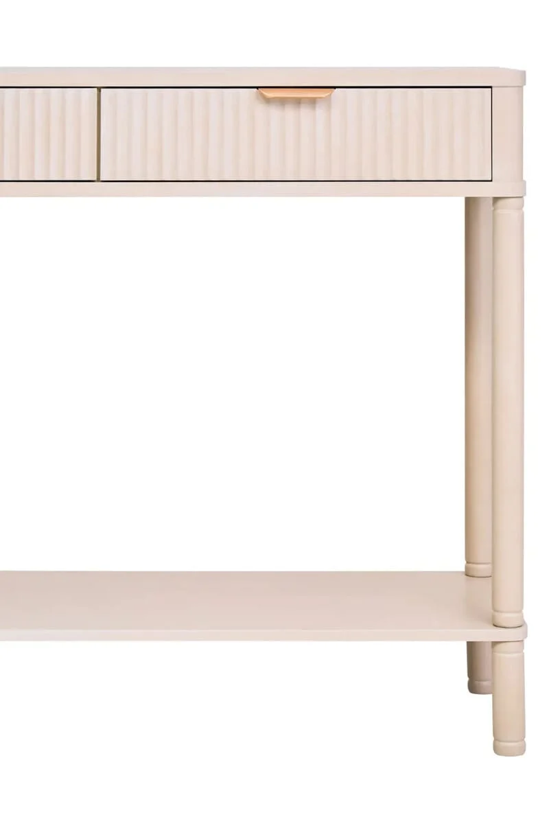 Heritage Two Drawer Reed Detail Taupe Wooden Console Table
