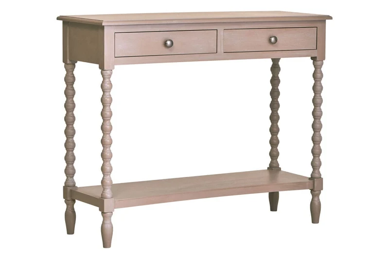 Heritage Two Drawer Bobble Detail Grey Wooden Console Table