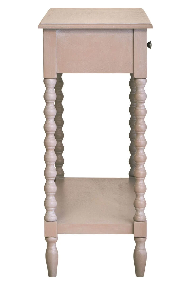 Heritage Two Drawer Bobble Detail Grey Wooden Console Table