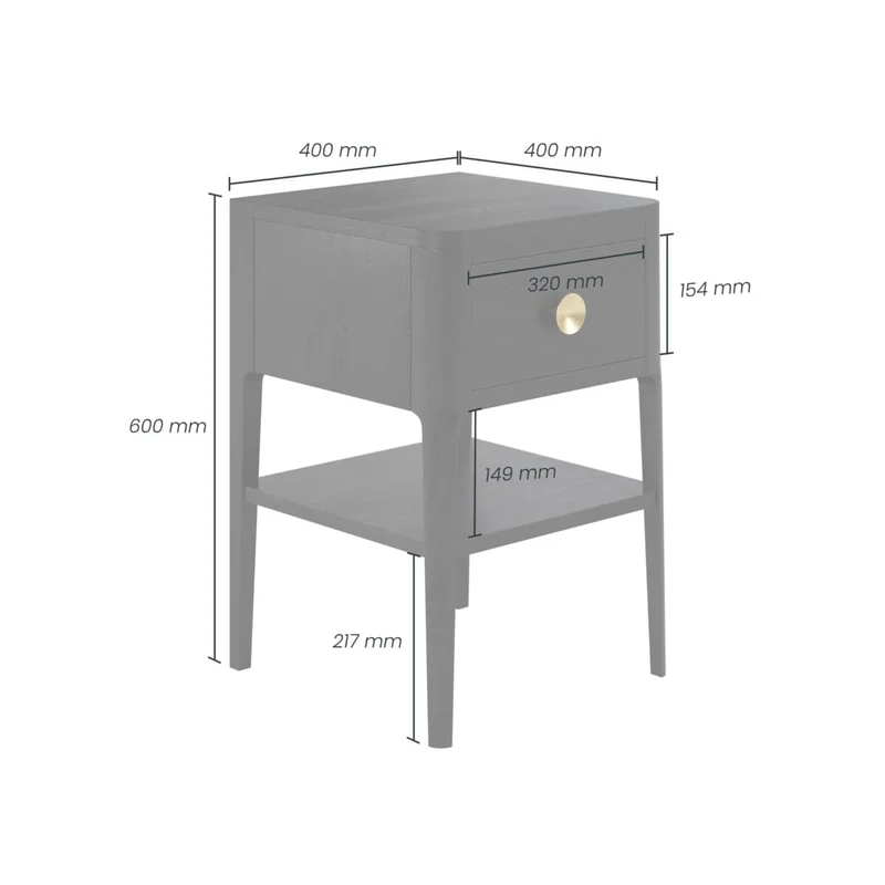 Abberley Bedside Table | One Drawer | Black