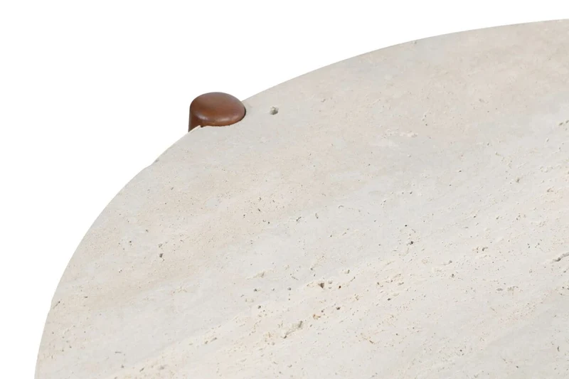 Wilbur Travertine Top and Brown Finish Mango Wood Coffee Table