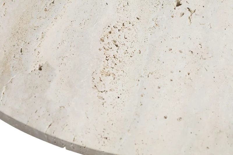 Wilbur Travertine Top and Black Finish Mango Wood Coffee Table