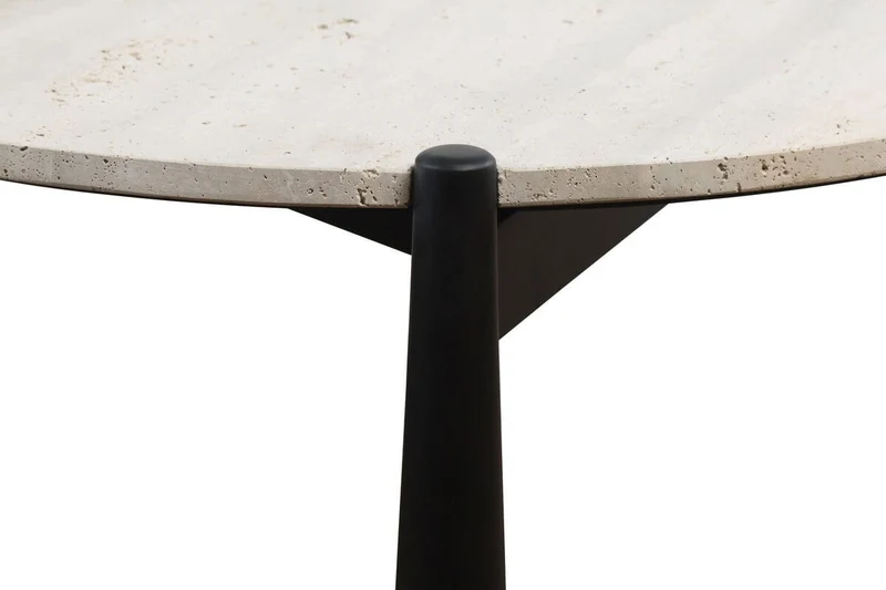 Wilbur Travertine Top and Black Finish Mango Wood Coffee Table