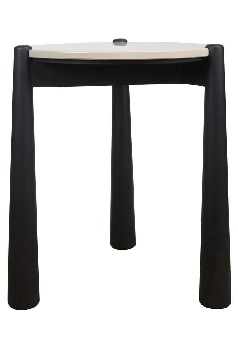 Wilbur Cream Marble Top and Mango Wood Side Table