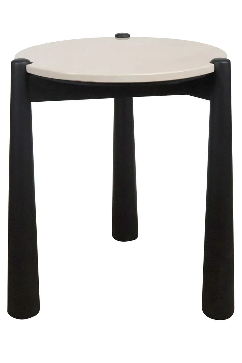 Wilbur Cream Marble Top and Mango Wood Side Table