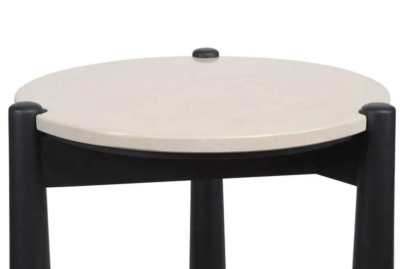 Wilbur Cream Marble Top and Mango Wood Side Table