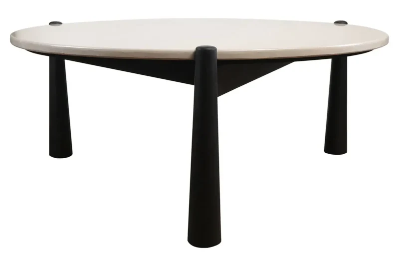 Wilbur Cream Marble Top and Black Mango Wood Coffee Table