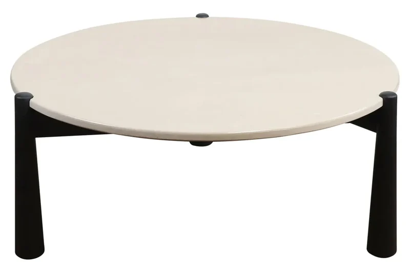 Wilbur Cream Marble Top and Black Mango Wood Coffee Table