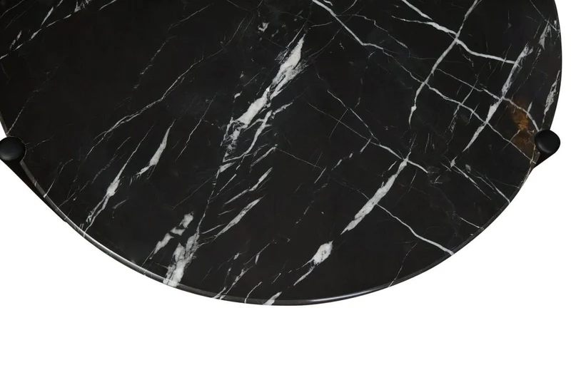 Wilbur Black and White Marble Top Coffee Table with Mango Wood Legs