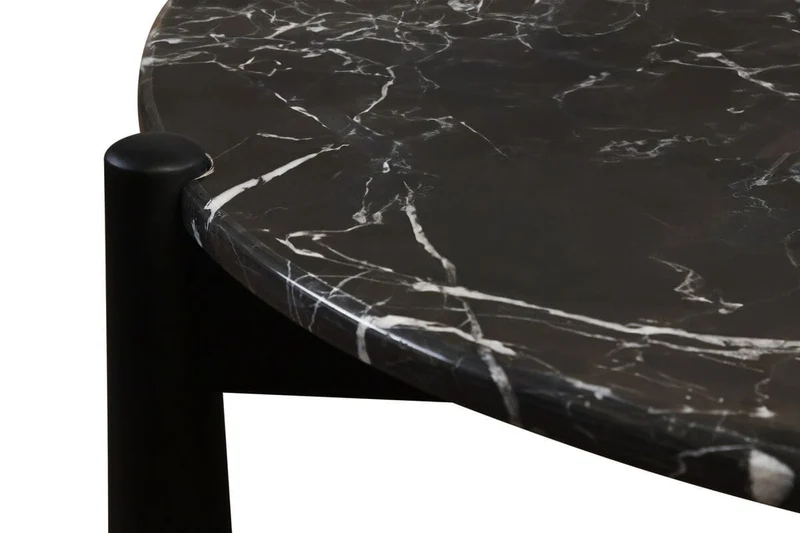 Wilbur Black and White Marble Top Coffee Table with Mango Wood Legs