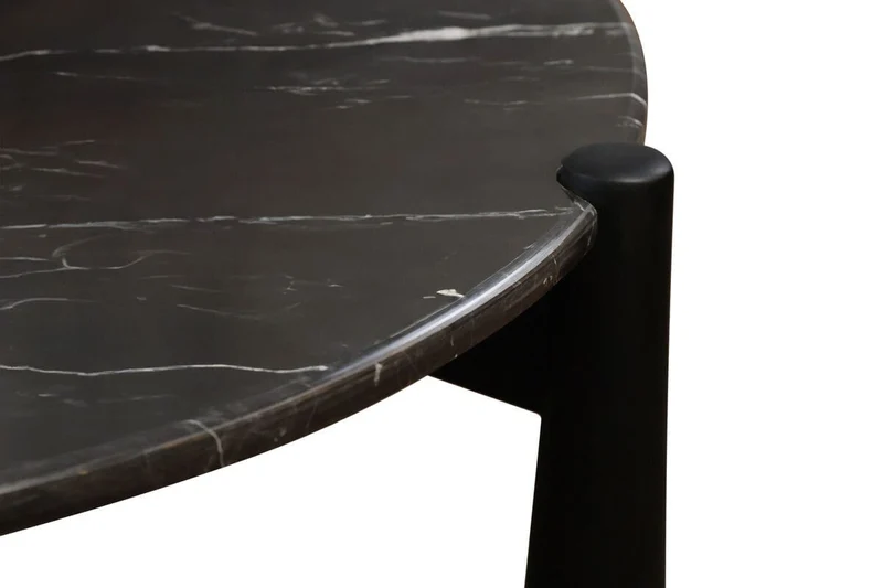 Wilbur Black and White Marble Top Coffee Table with Mango Wood Legs